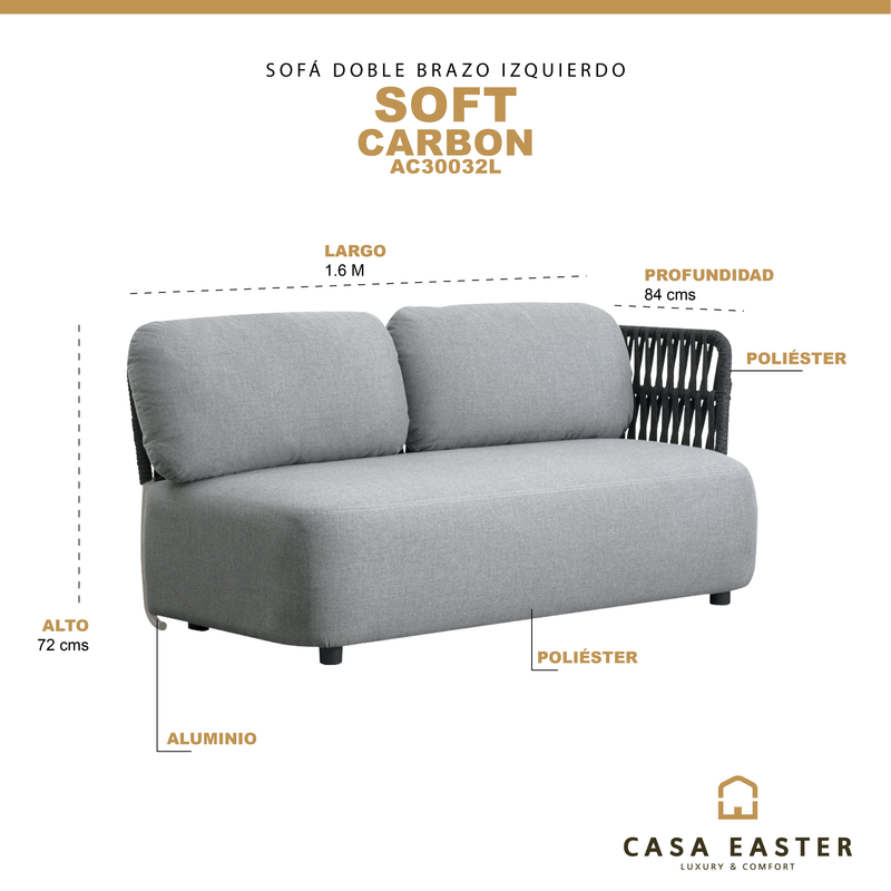 Cargue la imagen en el visor de la galería, Sofá doble brazo Izquierda Soft color carbon - AC30032L