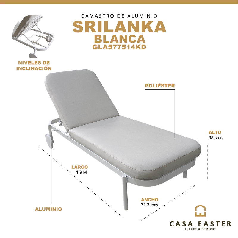 Cargue la imagen en el visor de la galería, Camastro Srilanka color Blanco - GLA577514KD