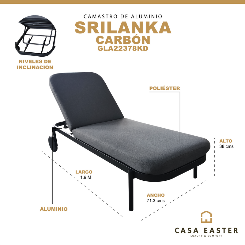 Cargue la imagen en el visor de la galería, Camastro Srilanka color Carbón - GLA22378KD