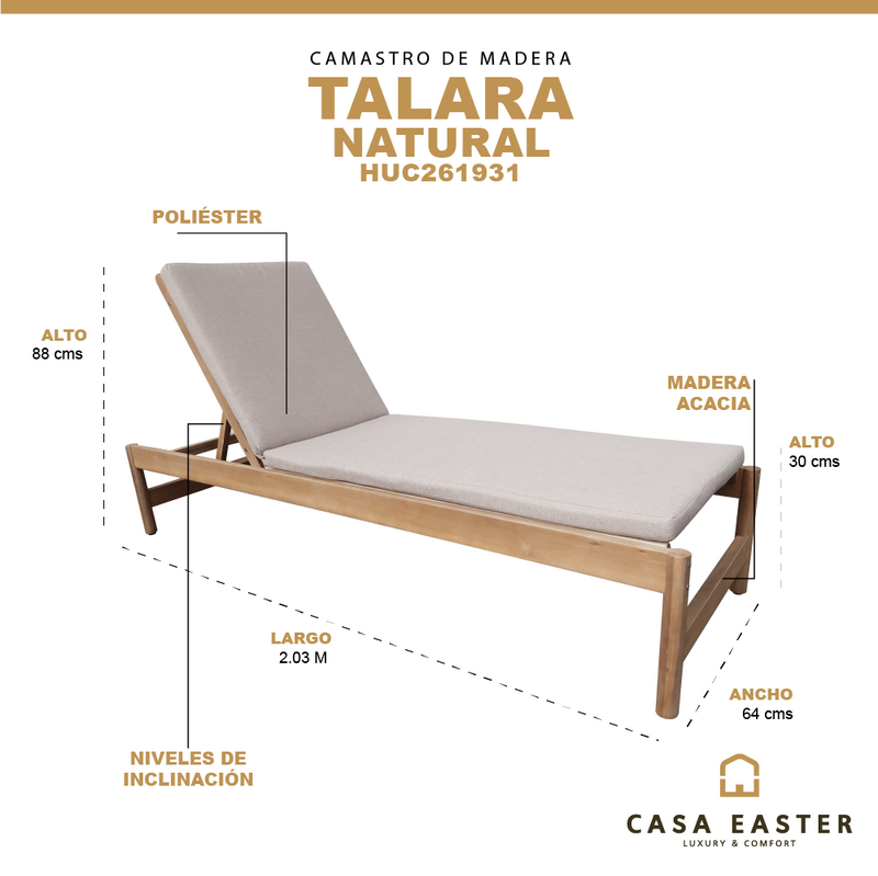 Cargue la imagen en el visor de la galería, Camastro de madera Talara color natural - HUC261931