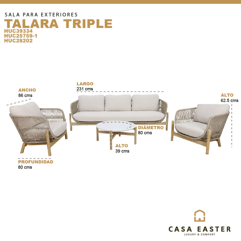 Cargue la imagen en el visor de la galería, Sala para Exterior e Interior de Madera Acacia Color Blanco TALARA TRIPLE-SDMPETT