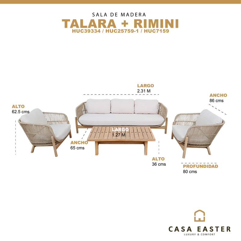 Cargue la imagen en el visor de la galería, Sala de Madera Talara + mesa de centro Rimini