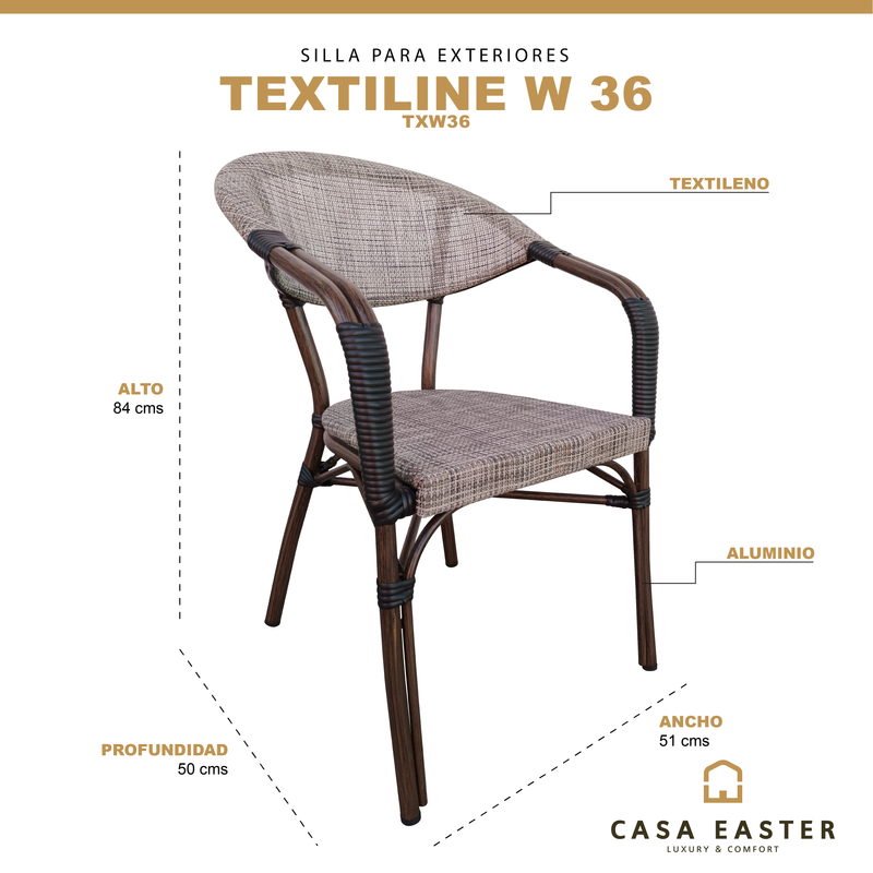 Cargue la imagen en el visor de la galería, Silla de Textileno para interior y exterior TEXTILENE-W-36 color Beige - TXW36