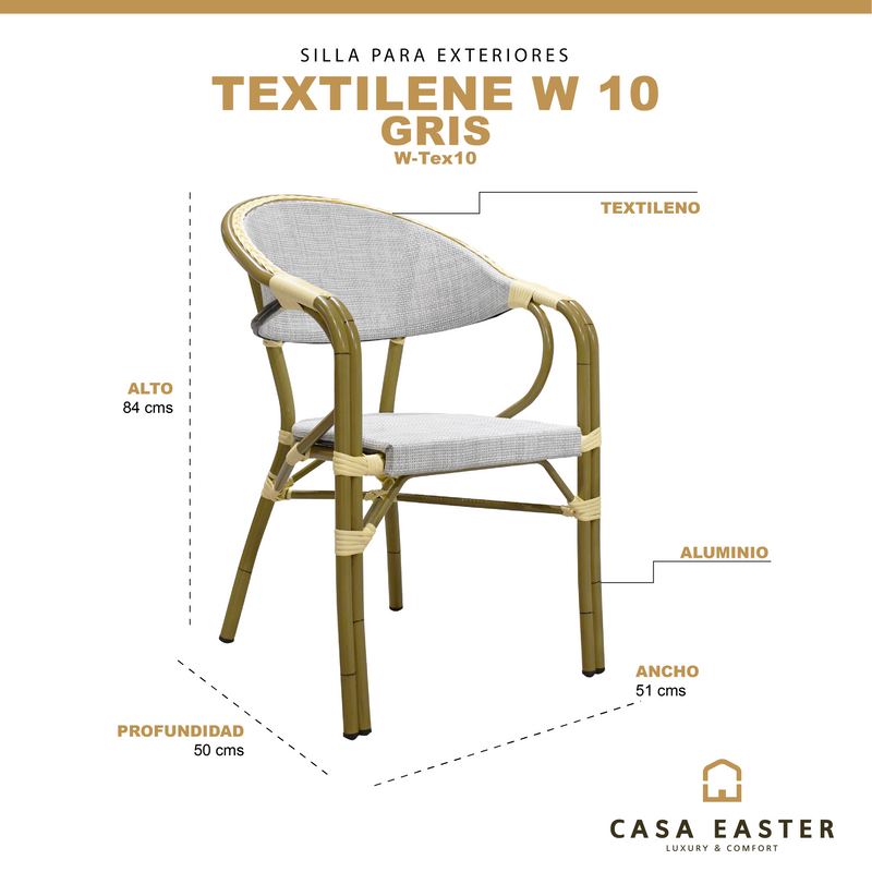 Cargue la imagen en el visor de la galería, Silla de Textileno para interior y exterior Color Gris TEXTILENE -W-TEX10