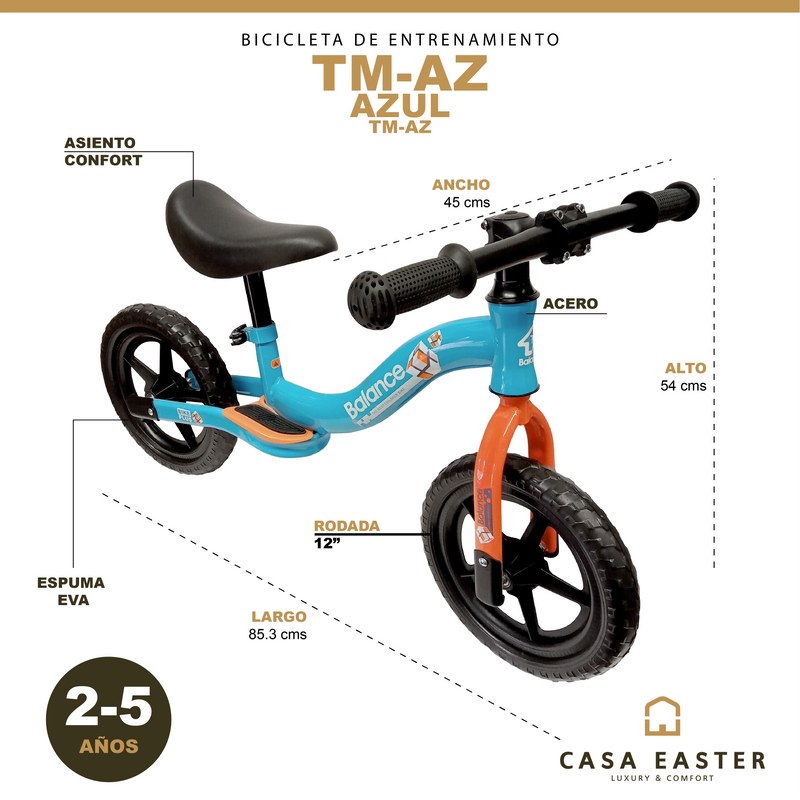 Cargue la imagen en el visor de la galería, Bicicleta de entrenamiento TM Infantil Color Azul - TM-AZ