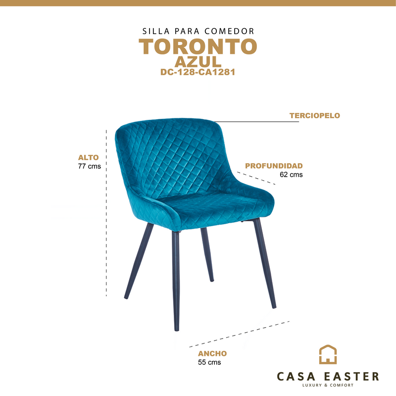 Cargue la imagen en el visor de la galería, Silla para interior Color AZUL TORONTO-DC128 -CA1281 CasaEaster