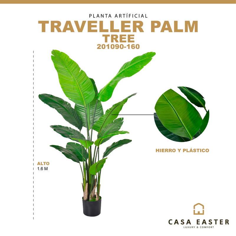 Cargue la imagen en el visor de la galería, Planta Decorativa Artificial para Exterior y Interior con 1.60m Alto, NEW TRAVELLER PALM - 201090-160