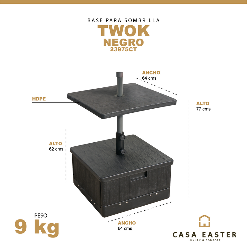 Cargue la imagen en el visor de la galería, Base para sombrilla plegable TWOK color negro - 23975CT