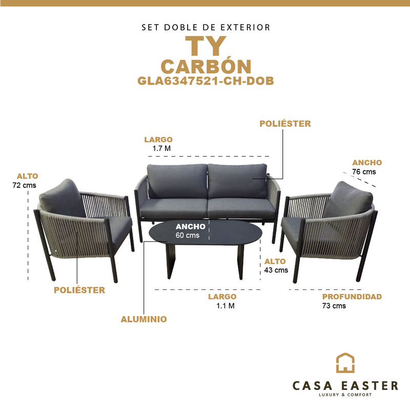 Cargue la imagen en el visor de la galería, Set Doble TY, color carbón - GLA6347521-CH-DOB