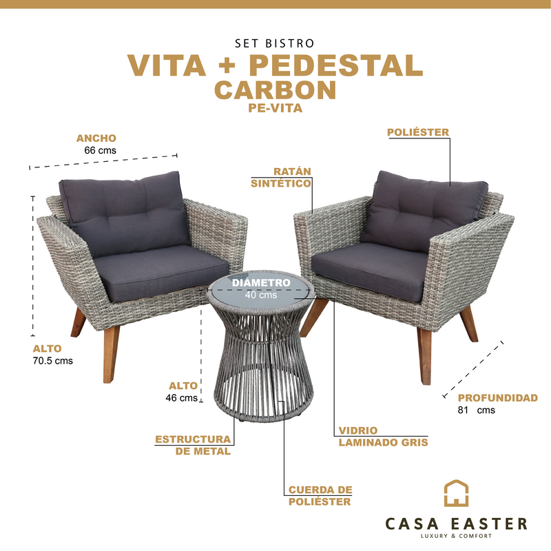 Cargue la imagen en el visor de la galería, Set Vita Bistro + Pedestal - PE-VITA