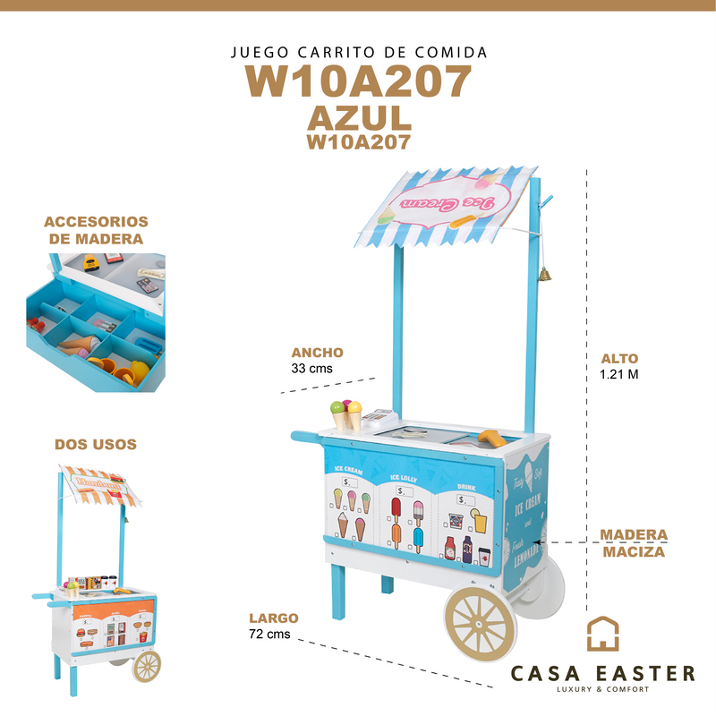 Cargue la imagen en el visor de la galería, Kit infantil Carrito de comida de madera - W10A207