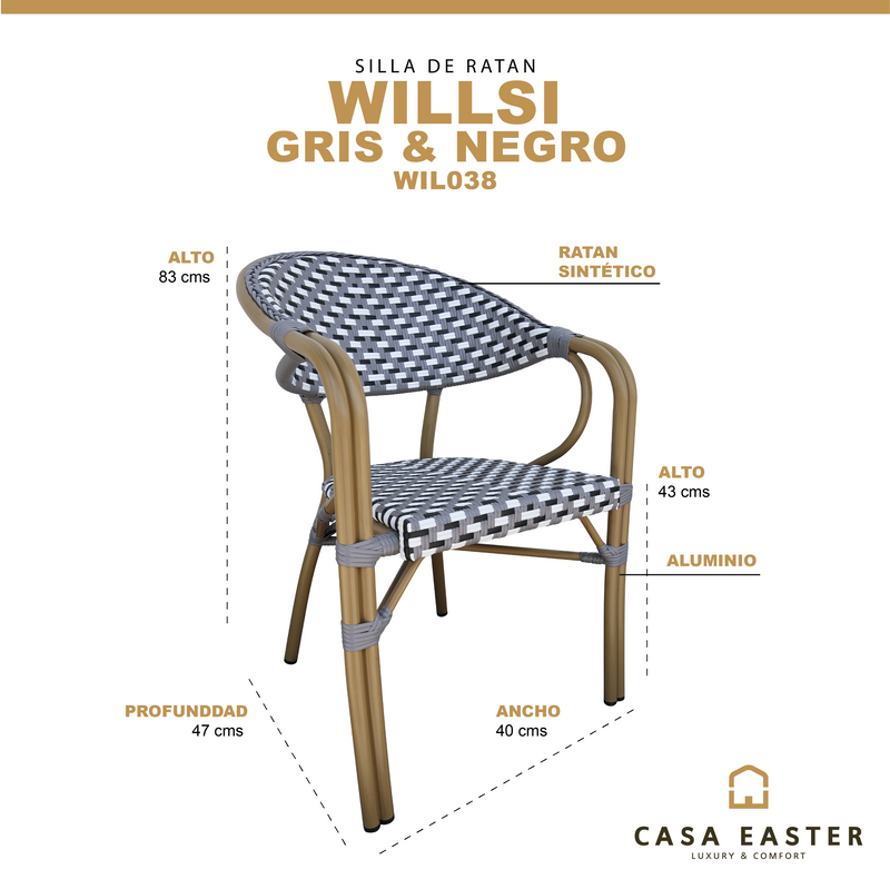 Cargue la imagen en el visor de la galería, Silla de Ratán para exterior color blanco con gris WILLSI 38 - WILL038