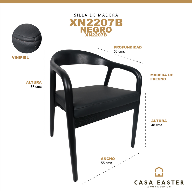 Cargue la imagen en el visor de la galería, Silla de madera para interior XN2207B color Negro - XN2207B