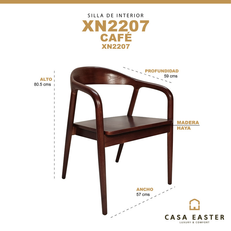 Cargue la imagen en el visor de la galería, Silla de madera para Interior XN2207 color Café - XN2207