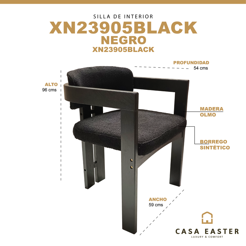 Cargue la imagen en el visor de la galería, Silla de Madera para interior XN23905BLACK color negro - XN23905BLACK