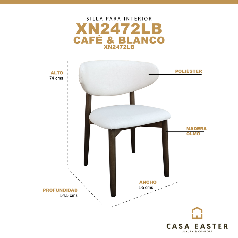 Cargue la imagen en el visor de la galería, Silla de madera para interior XN2472LB color blanco & cafe - XN2472LB