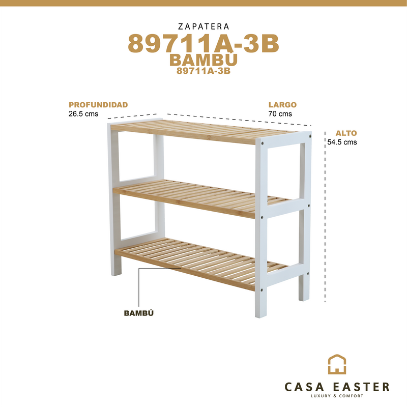Cargue la imagen en el visor de la galería, Zapatera en 3 niveles de Bambú - 89711A-3B