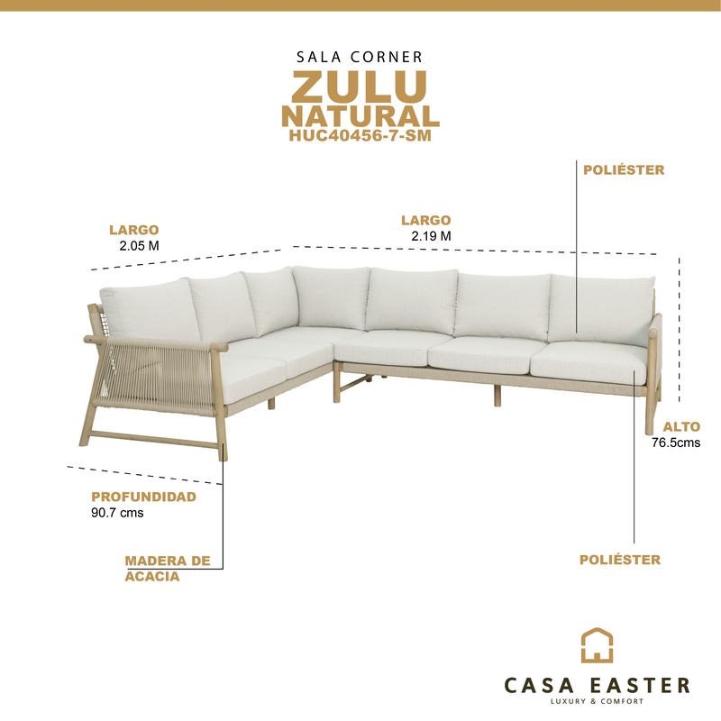 Cargue la imagen en el visor de la galería, Set Corner Zulu sin mesa color Natural - HUC40456-7-SM