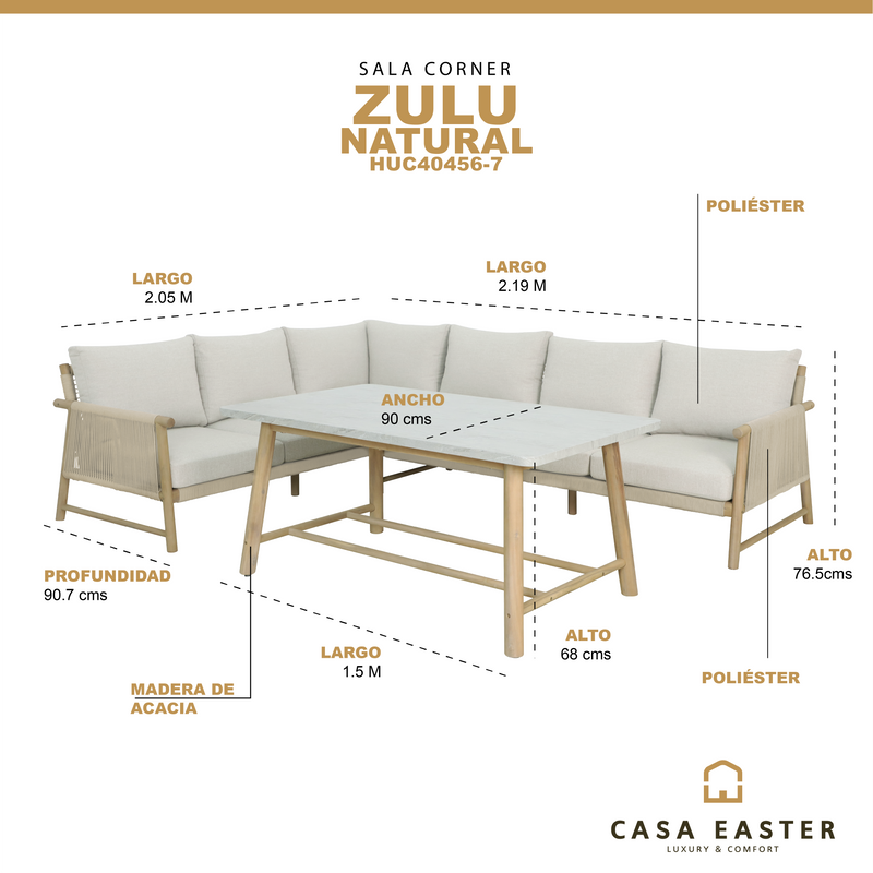 Cargue la imagen en el visor de la galería, Set Corner Zulu color Natural - HUC40456-7