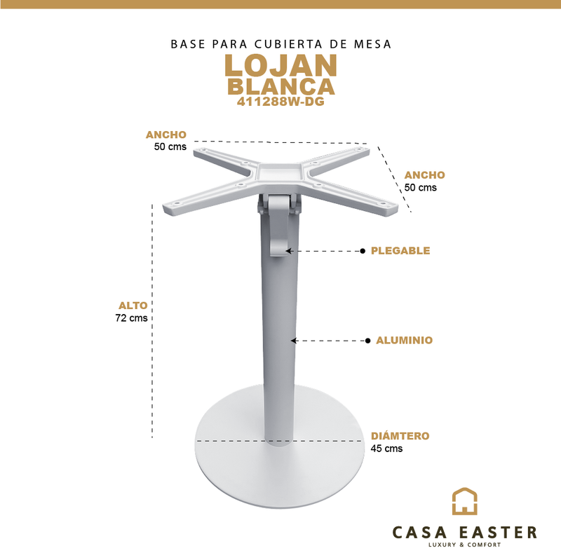 Cargue la imagen en el visor de la galería, Base para Cubierta de Mesa de Aluminio color Blanca-LOJAN -411288W-DG