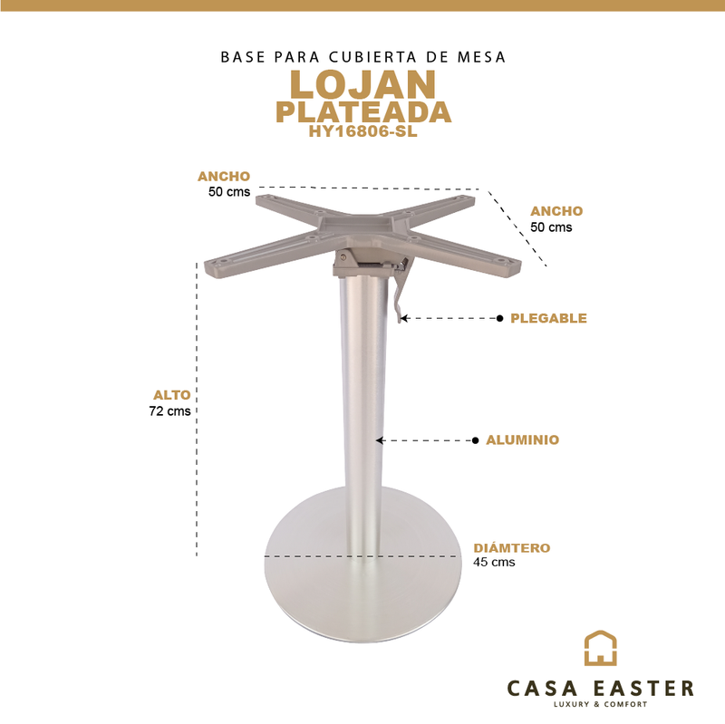 Cargue la imagen en el visor de la galería, Base para Cubierta de Mesa de Aluminio color Plateada-LOJAN - HY16806-SL