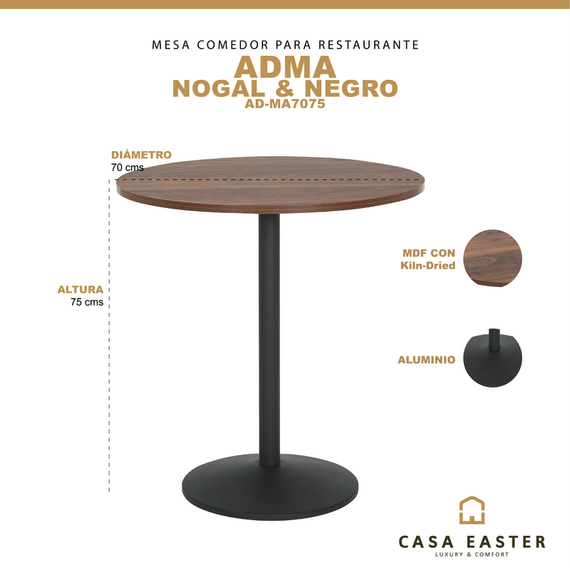 Load image into Gallery viewer, Indoor dining table for restaurant AC 70x70 Dark Walnut color - ACMA707075