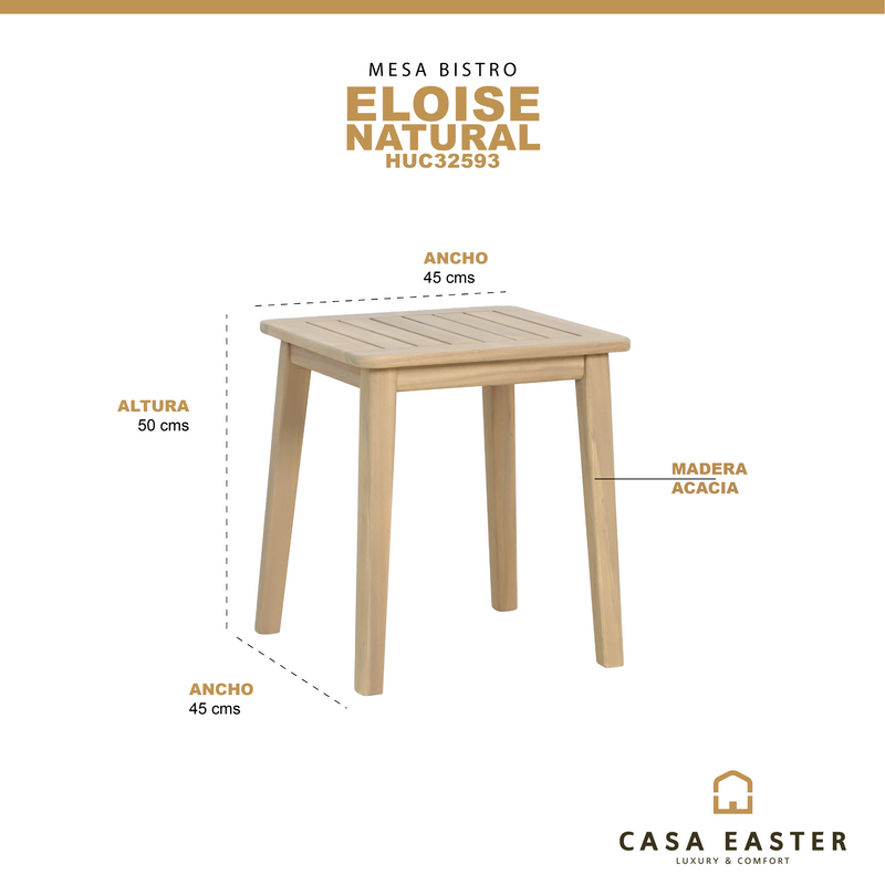 Cargue la imagen en el visor de la galería, Mesa Bistro Eloise 45*45 de madera, color natural - HUC32593