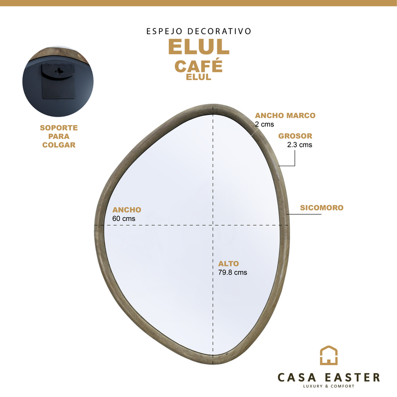 Cargue la imagen en el visor de la galería, Espejo decorativo Elul color café 80*60 cms - elul