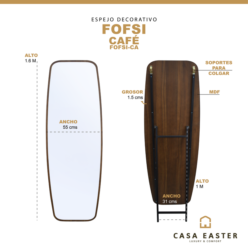 Cargue la imagen en el visor de la galería, Espejo decorativo Fofsi color café 1.6m*55cms - FOFSI-CA