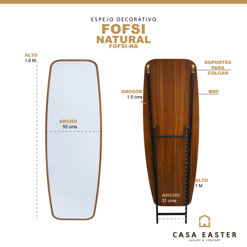 Cargue la imagen en el visor de la galería, Espejo decorativo Fofsi color natural 1.6m*55cms - FOFSI-NA