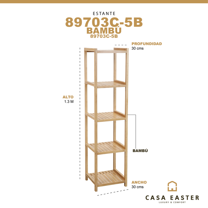Cargue la imagen en el visor de la galería, Estante en 5 niveles de Bambú - 89703C-5B