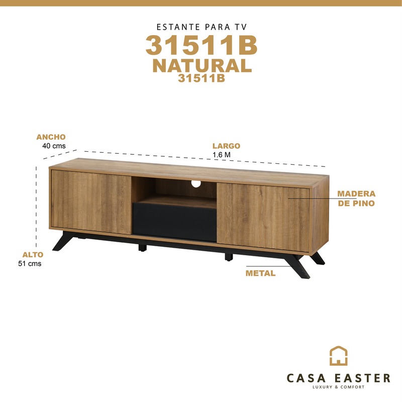 Cargue la imagen en el visor de la galería, Estante de TV 31511B color Natural - 31511B