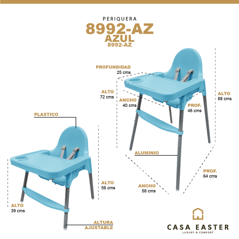 Cargue la imagen en el visor de la galería, Periquera para bebe aujistable color Azul - 8992-AZ