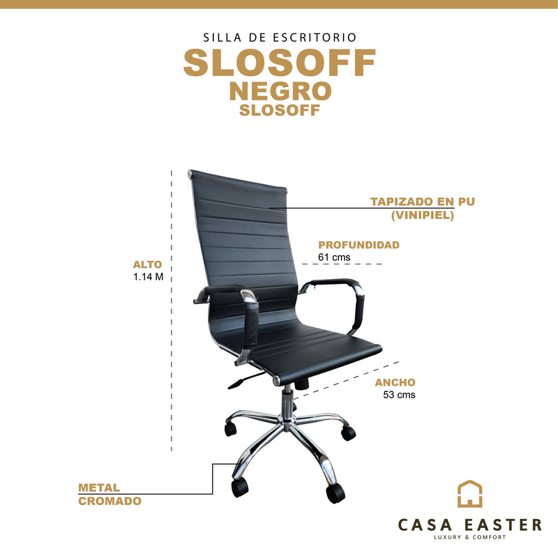 Cargue la imagen en el visor de la galería, SIlla de Oficina SLOSOFF color negro con ruedas - SLOSOFF