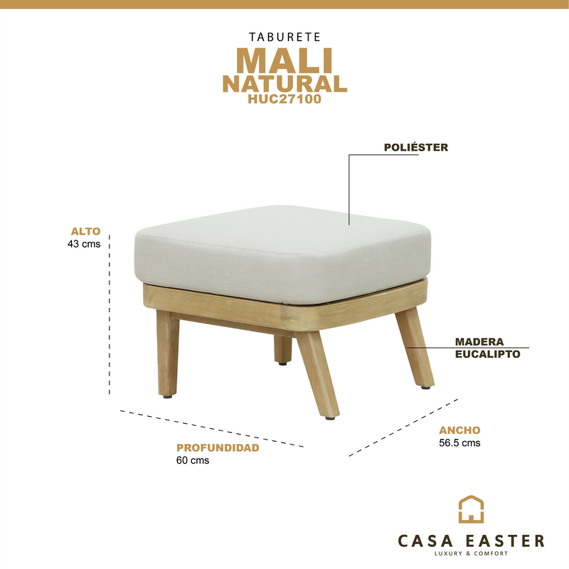 Cargue la imagen en el visor de la galería, Taburete de madera Mali - HUC27100