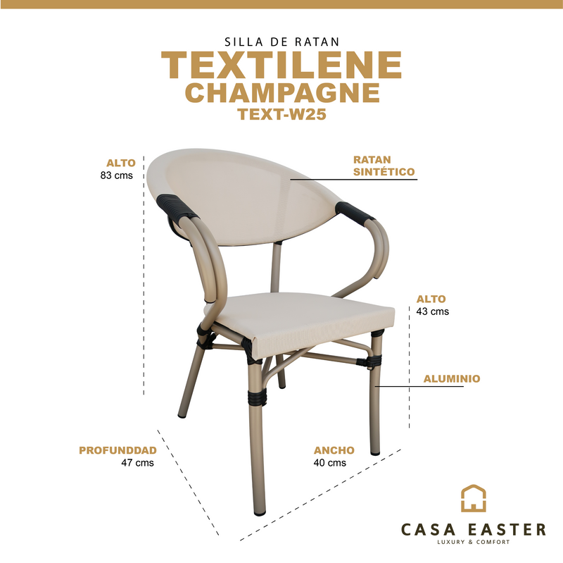 Load image into Gallery viewer, Textilene chair for indoor and outdoor use, Champagne color, TEXTILENE - TEXT-W25