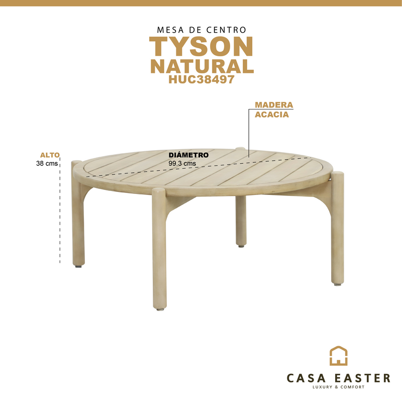 Cargue la imagen en el visor de la galería, Mesa de centro redonda Diam. 99.3 Tyson color natural - HUC38497