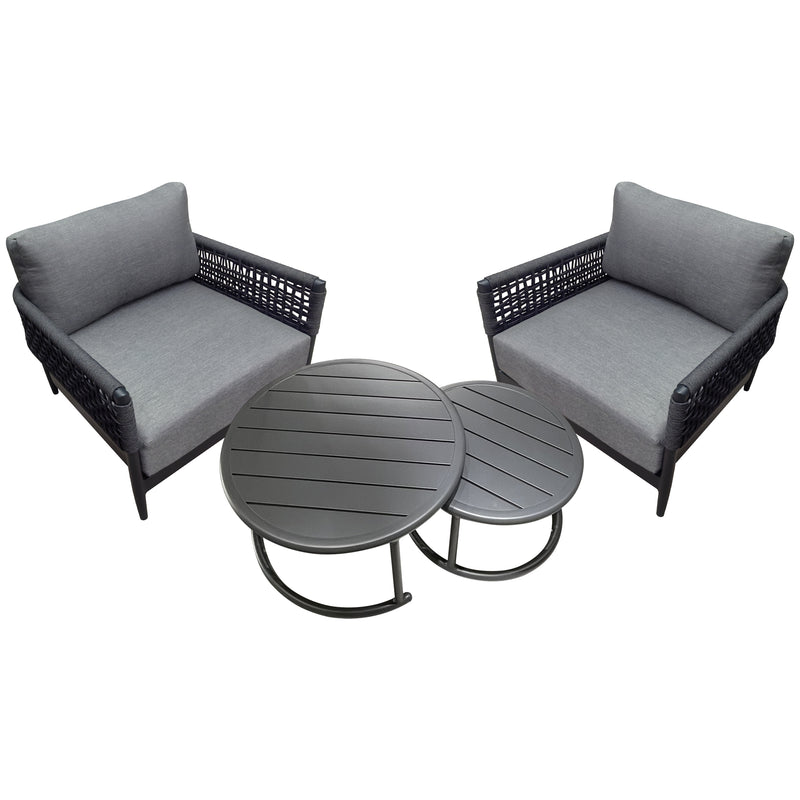 Cargue la imagen en el visor de la galería, Set Bistro Hampton + mesas moises 71cms*54.7cms color carbon -HAMMO