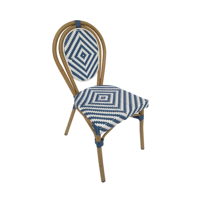 Cargue la imagen en el visor de la galería, Silla de Ratan para interior y exterior Italia 2201 Color Azul con Blanco - 2201