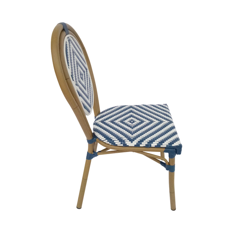 Cargue la imagen en el visor de la galería, Silla de Ratan para interior y exterior Italia 2201 Color Azul con Blanco - 2201