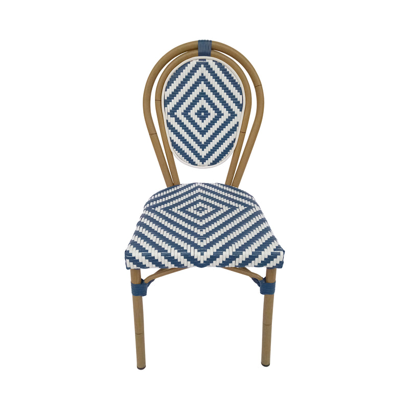 Cargue la imagen en el visor de la galería, Silla de Ratan para interior y exterior Italia 2201 Color Azul con Blanco - 2201