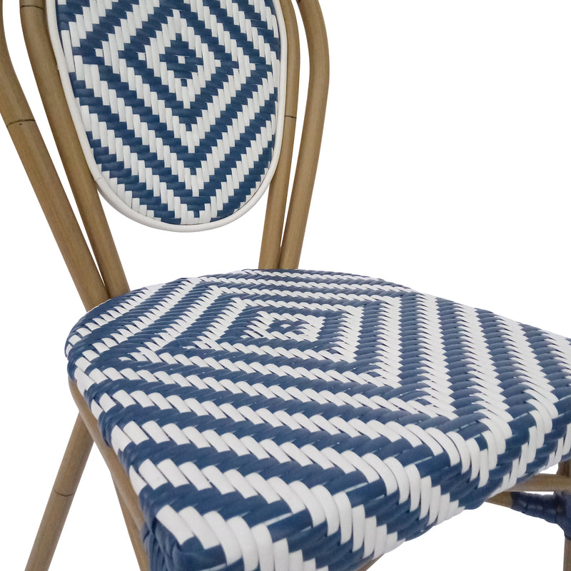 Cargue la imagen en el visor de la galería, Silla de Ratan para interior y exterior Italia 2201 Color Azul con Blanco - 2201