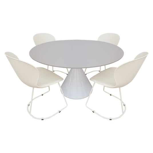 Comedor Xambe blanca 1.3 M + 4 sillas BD56CR crema