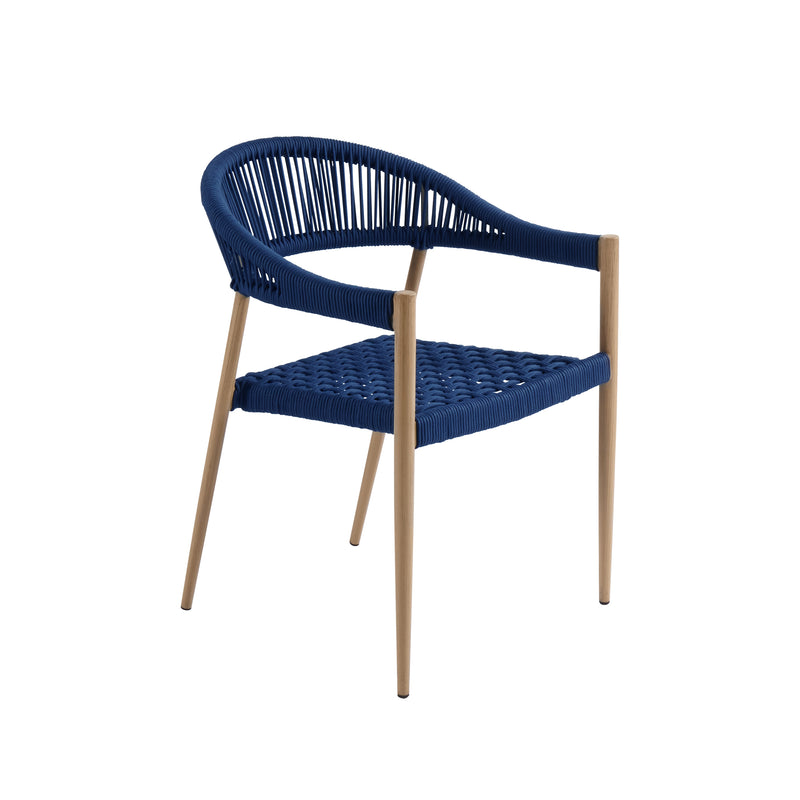 Cargue la imagen en el visor de la galería, Comedor de Aluminio 1.8 M Wood Look + 6 sillas Mona color azul