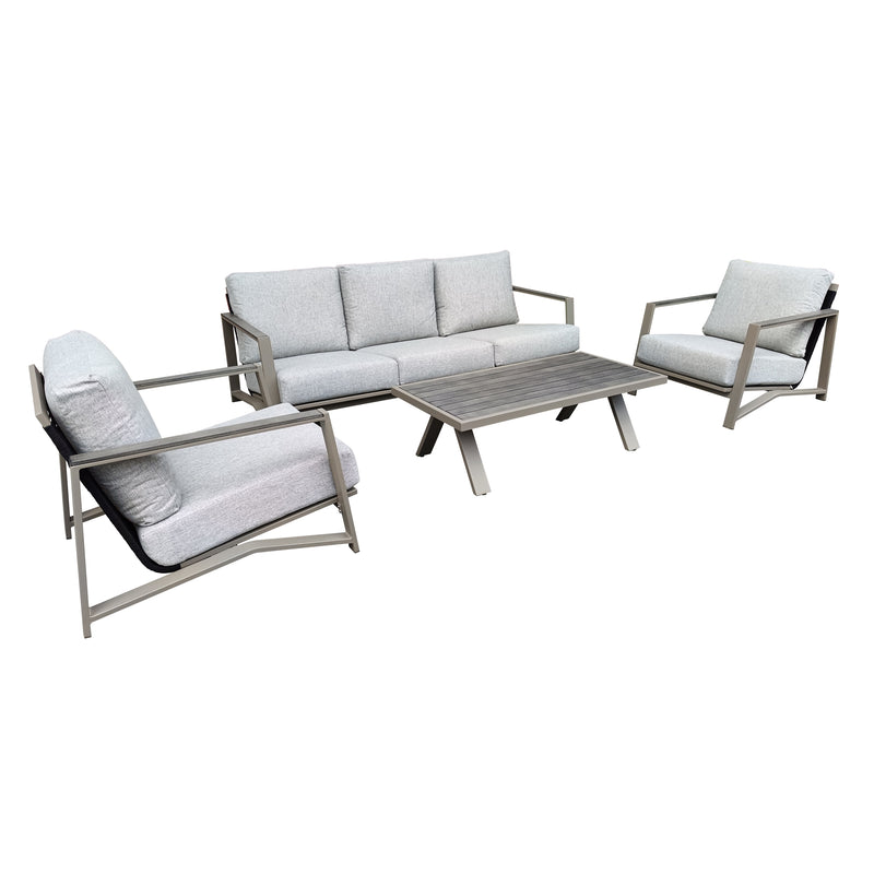 Cargue la imagen en el visor de la galería, Sala para interior y exterior color gris con champagne NAMPA TRIPLE