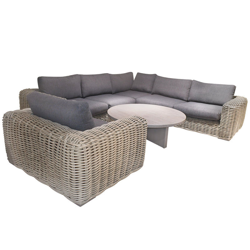 Cargue la imagen en el visor de la galería, Set Burley en L con mesa de centro redonda