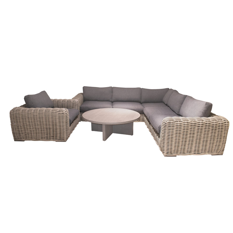 Cargue la imagen en el visor de la galería, Set Burley en L con mesa de centro redonda