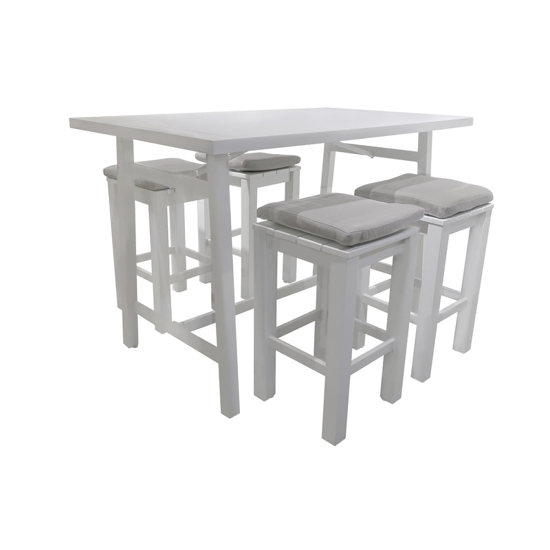 Cargue la imagen en el visor de la galería, Comedor Alto para interior y exterior Ancona + 4 bancos waterfall colo blanco - ANWAWH