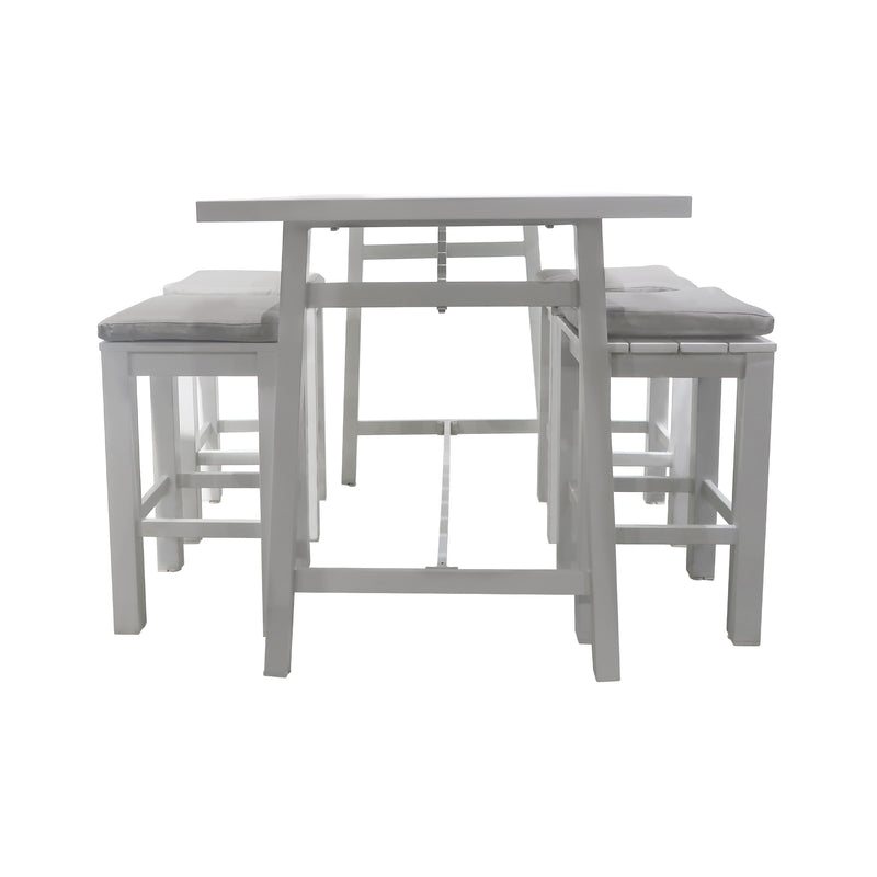 Cargue la imagen en el visor de la galería, Comedor Alto para interior y exterior Ancona + 4 bancos waterfall colo blanco - ANWAWH