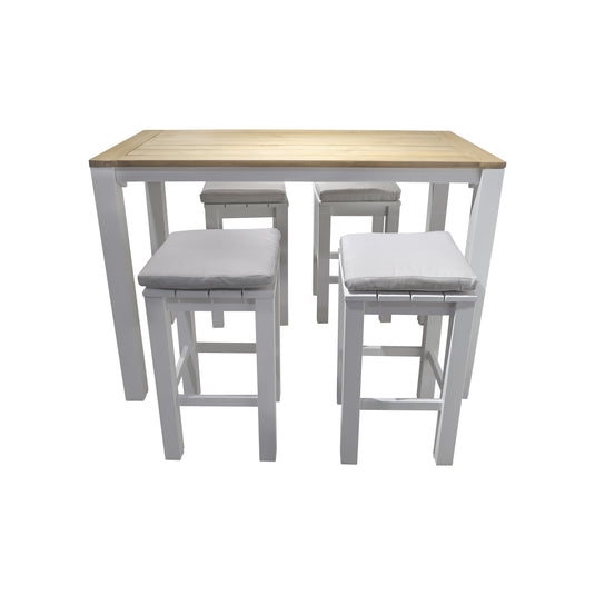 Comedor alto Clay 1.5 M+ 4 bancos Waterfall, color blanco - CL-WAWH